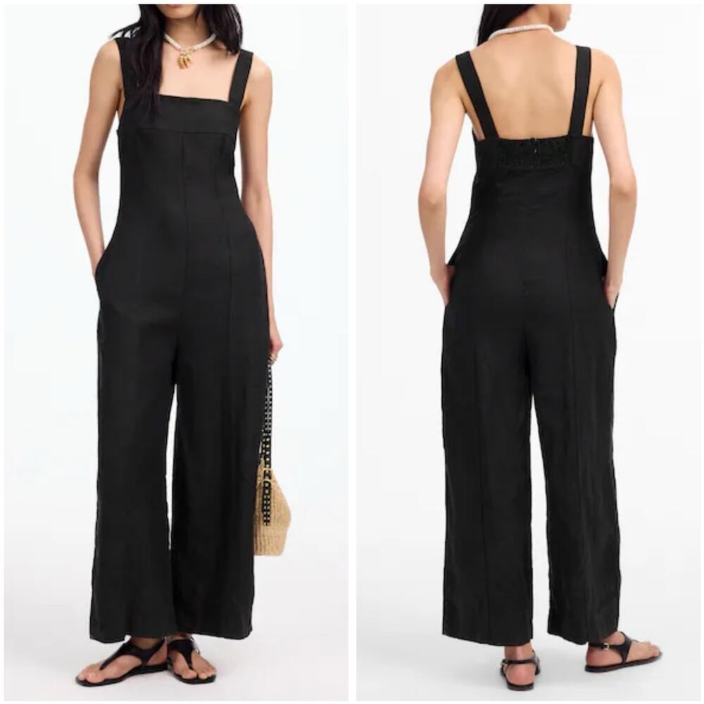 NWT Madewell Squareneck Wide-Leg Sleeveless Coastal Linen Jumpsuit - Size 4